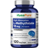 NusaPure L-Methylfolate 15mg bottle with Bioperine label