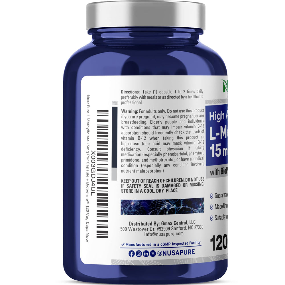 Bottle of 120 veggie capsules in vegan/vegetarian packaging