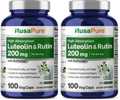 Front view of NusaPure Luteolin Complex with Rutin 200 mg bottle (Pack of 2)