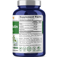 Close-up of Luteolin and Rutin 200 mg per serving on label