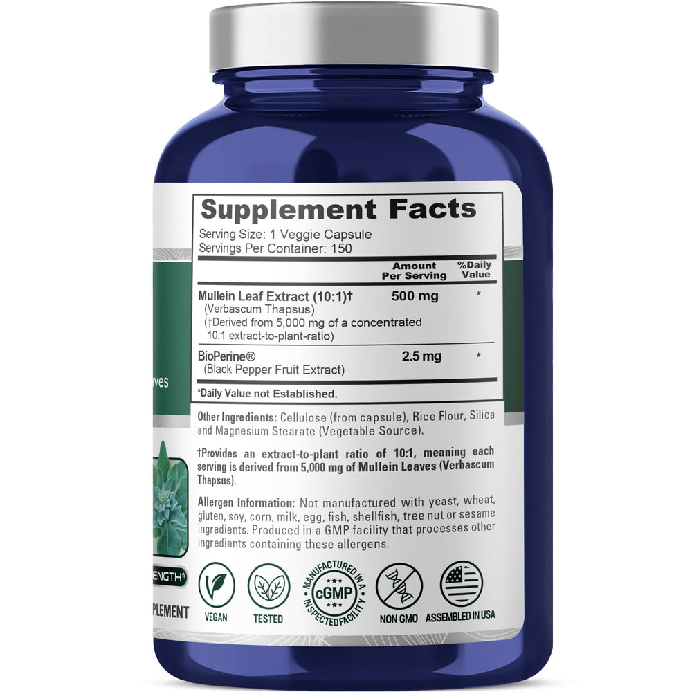 Bottle label showing 10:1 extract and 500 mg per capsule