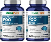 NusaPure PQQ 40 mg bottle hero image with 120 veggie capsules Pack of 2