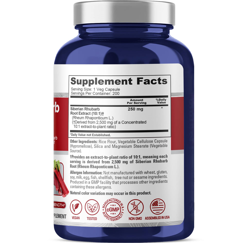 Ingredients for NusaPure Siberian Rhubarb extract