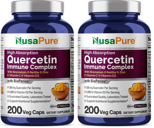 NusaPure Quercetin Complex with Bromelain, C and D3, nettle and zinc - 200 veggie caps per pack 2