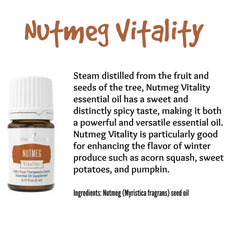 Young Living Nutmeg Vitality kitchen scene showcases versatile flavoring for meals.