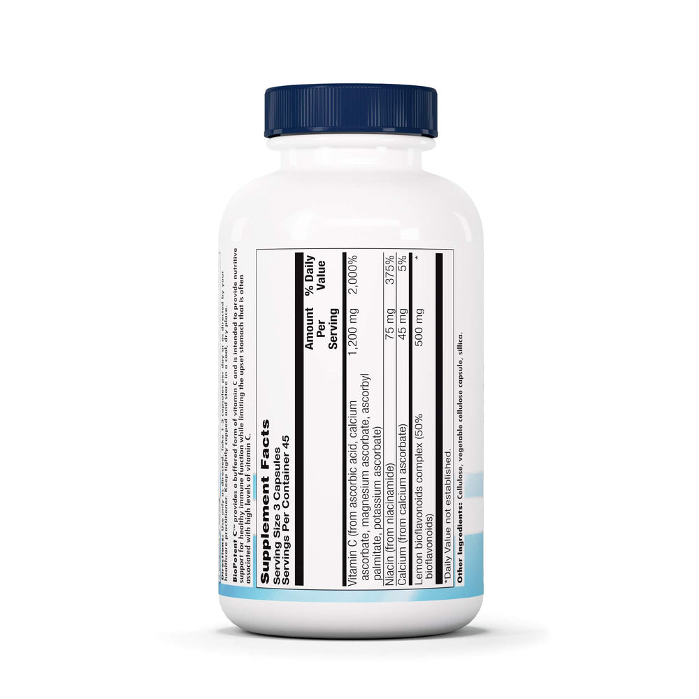 Ingredient panel showing citrus bioflavonoids and buffered vitamin C