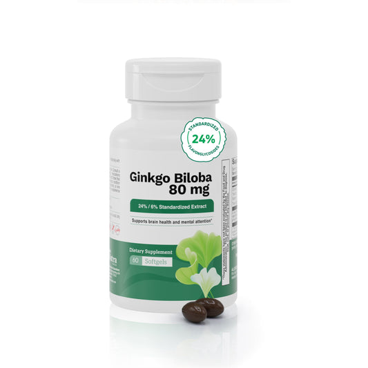 Front view of Nutra Nutrition Ginkgo Biloba 80 mg bottle