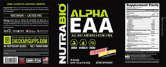 NutraBio Alpha EAA scoop beside a shaker for easy mixing