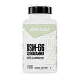 NutraBio Ashwagandha KSM-66 bottle label with 60 capsules