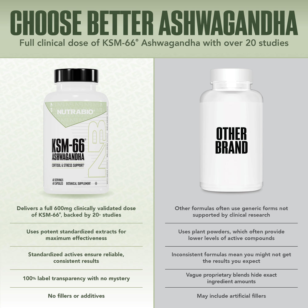 Ashwagandha plant and KSM-66 extract illustration