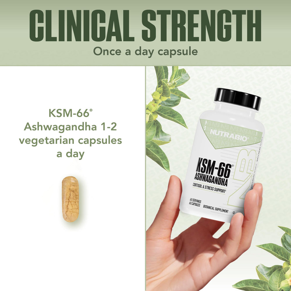 Third-party tested seal on NutraBio Ashwagandha packaging