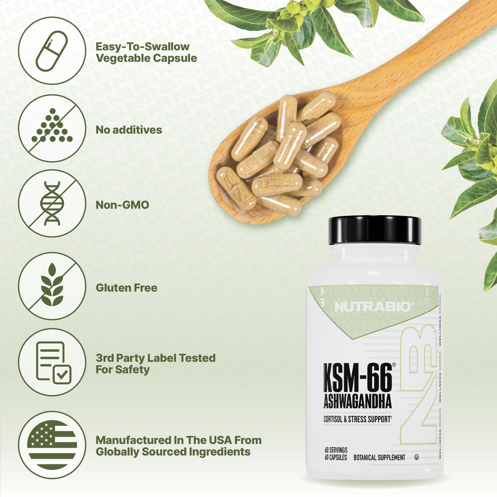 NutraBio Ashwagandha displayed on store shelf