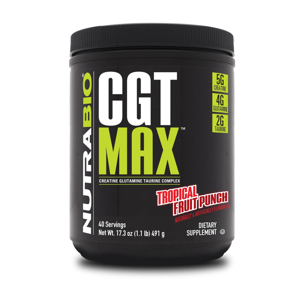 NutraBio CGT-MAX Powder Tropical Fruit Punch bottle front