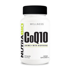 Bottle of NutraBio CoQ10 with Bioperine 200mg — 60 capsules