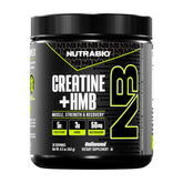 Front view of NutraBio Creatine + HMB unflavored bottle with label