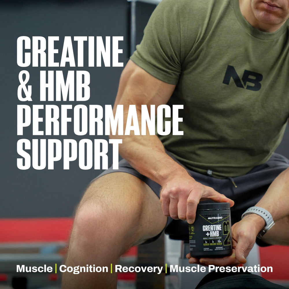 Powder dissolving in water with NutraBio Creatine + HMB for quick intake