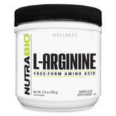 NutraBio L-Arginine supplement packaging for 250g
