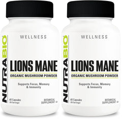 NutraBio Lions Mane supplement bottle front view