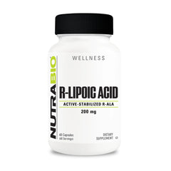NutraBio R-Lipoic Acid 200mg bottle with 60 capsules