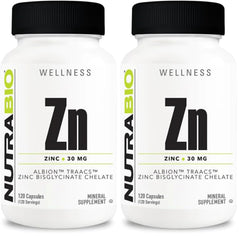 NutraBio Zinc Chelate Mineral Supplement bottle front view