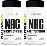Front view of NutraBio NAC 600mg 90 capsules bottle (pack of 2)