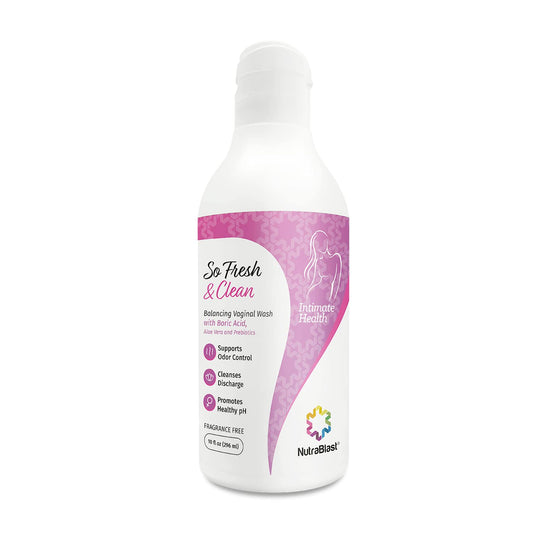 NutraBlast So Fresh and Clean bottle front for daily intimate balance.