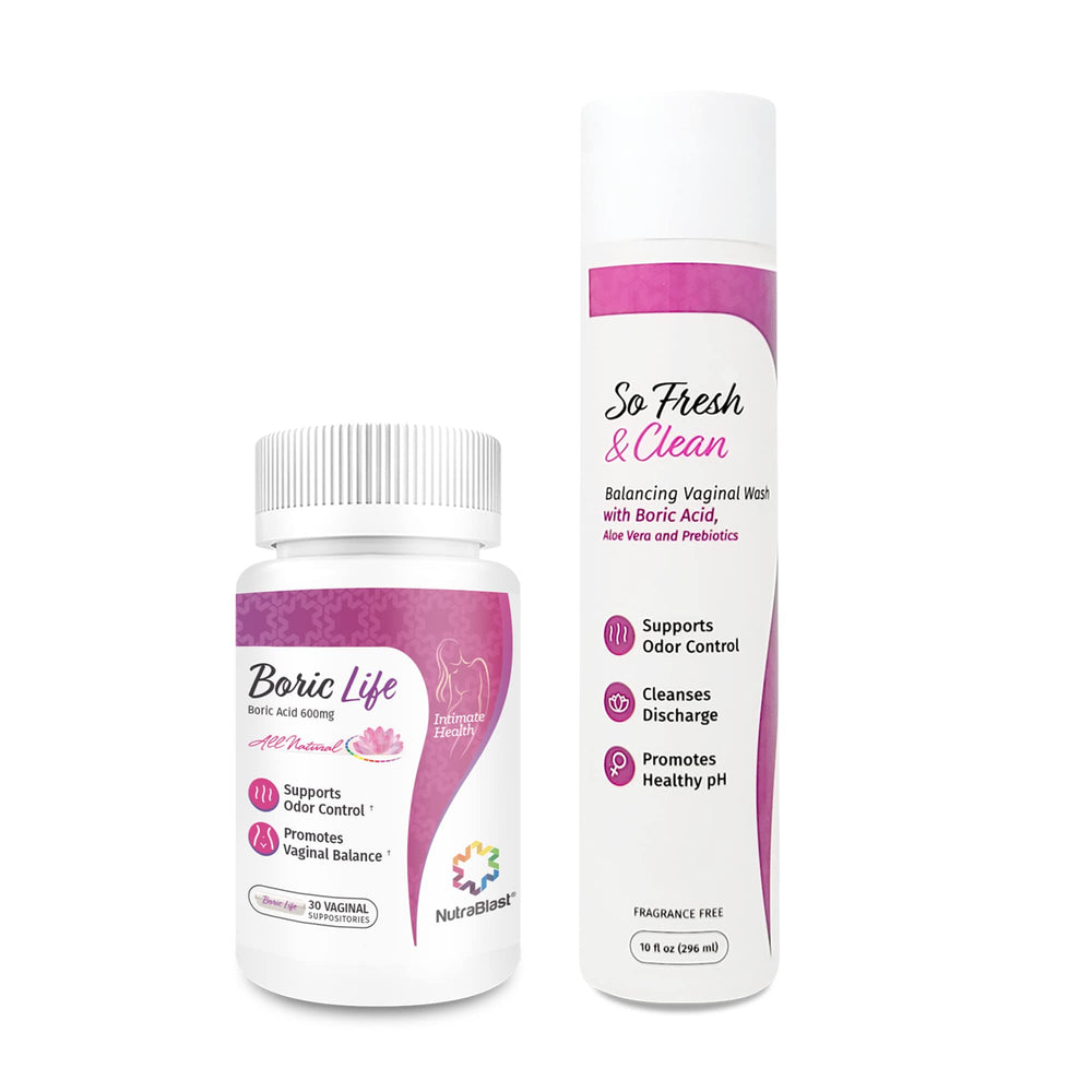 NutraBlast So Fresh & Clean wash bottle shows gentle intimate cleansing.