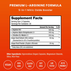 L Arginine capsules with L Citrulline and Ginger ingredients