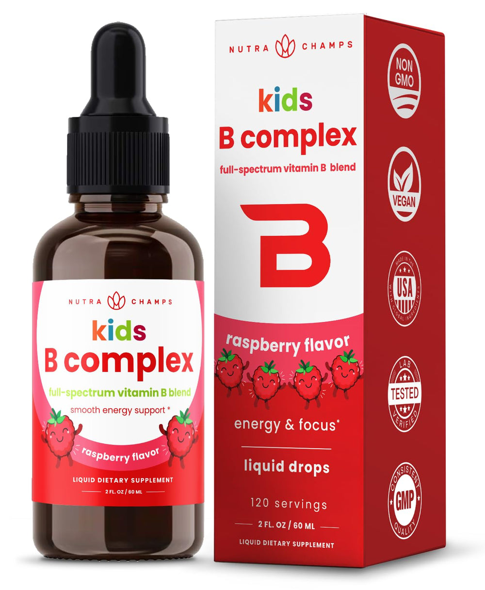 NutraChamps Kids Vitamin B Complex bottle with natural berry flavor