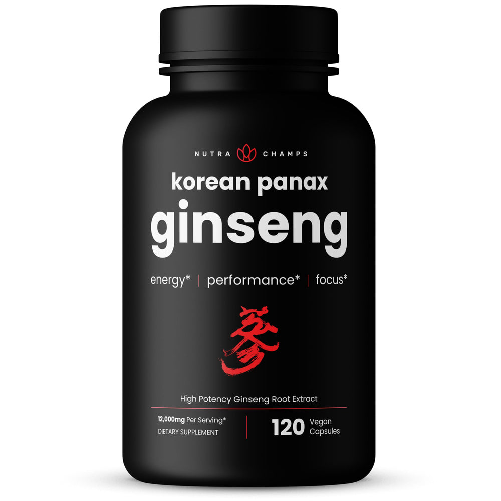 NutraChamps Korean Red Panax Ginseng capsules bottle with front label