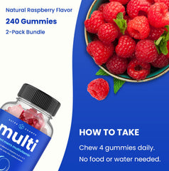 Nutrition facts panel for NutraChamps Men’s Multivitamin 2-Pack