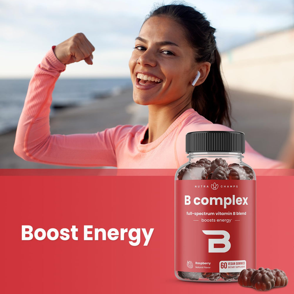 Close up of raspberry-flavored Vitamin B Complex Gummies