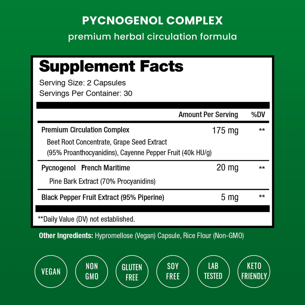 Close-up of NutraChamps Pycnogenol 60 capsules bottle