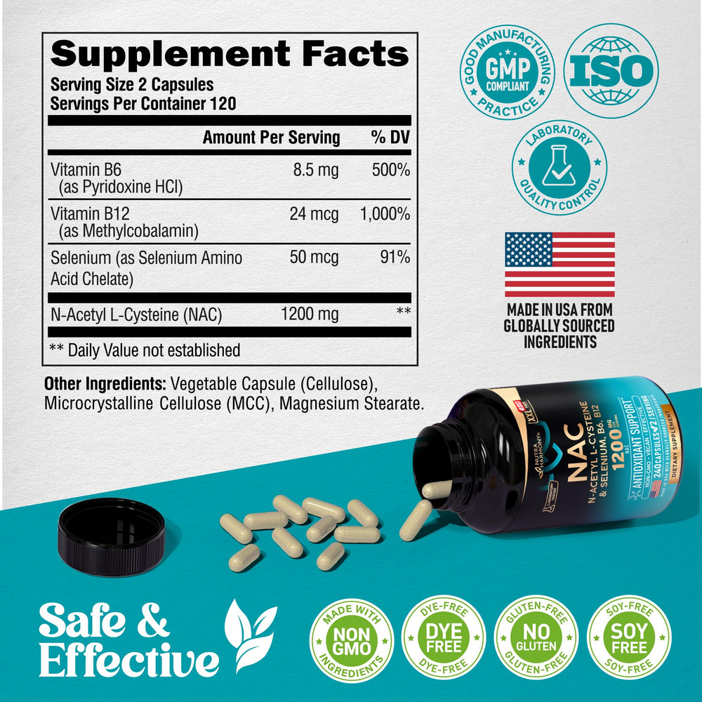 Front view of NutraHarmony NAC bottle