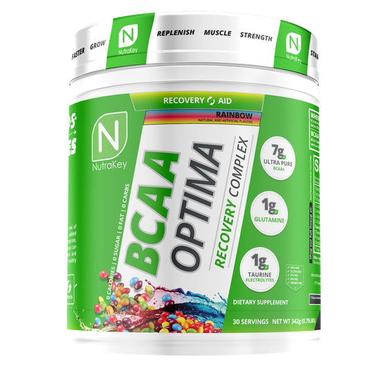 NutraKey BCAA Optima Rainbow container front view