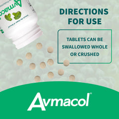 Side view of Avmacol bottle showing label