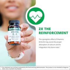 90 capsule bottle for Vitamin D3 & K2 highlighting calcium metabolism