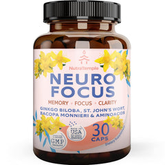 NutraTemple Brain Booster bottle with 30 capsules