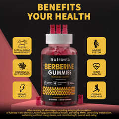 Sugar-free Nutravita Berberine Gummies Raspberry nutrition label