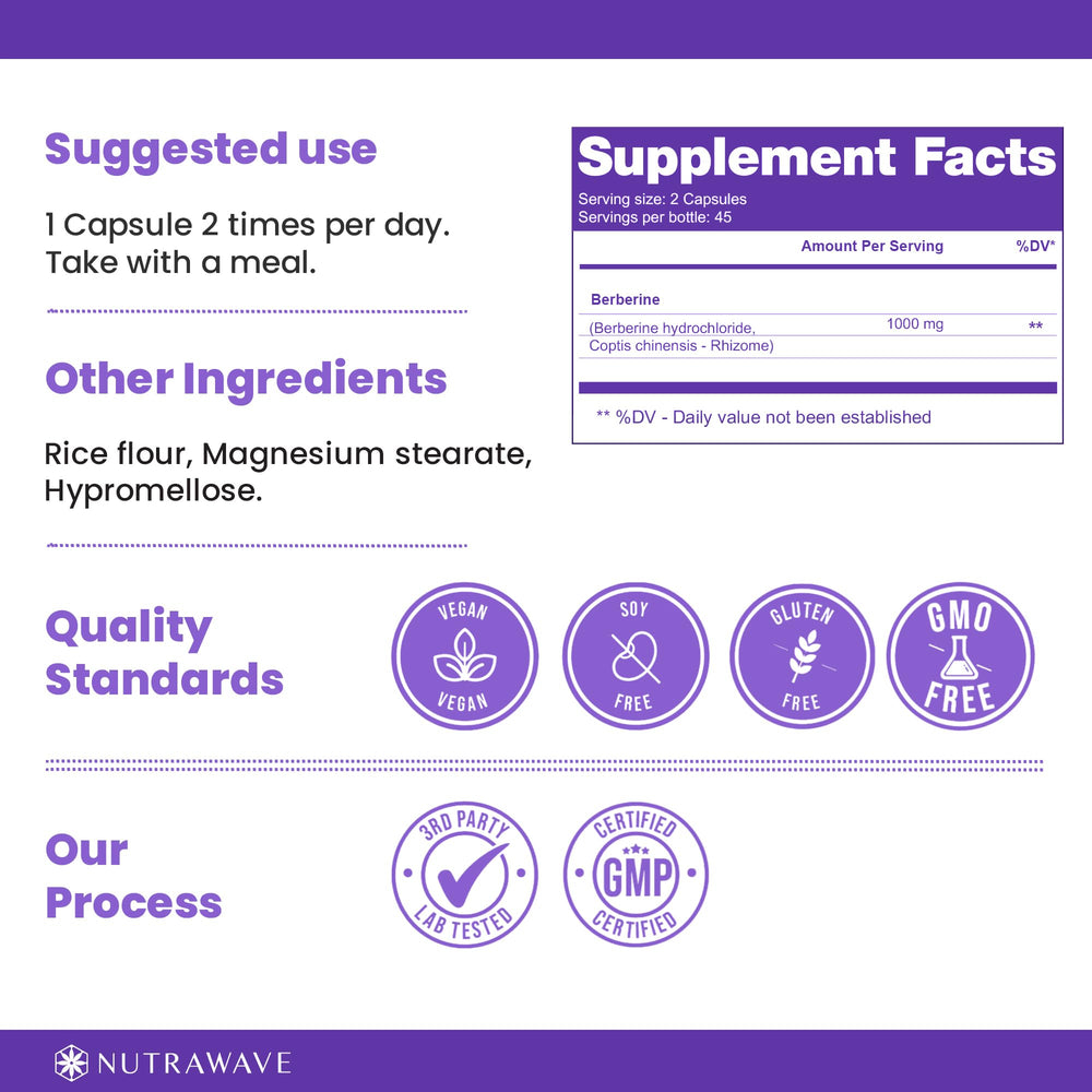 Gluten-free and vegan-friendly Berberine capsules