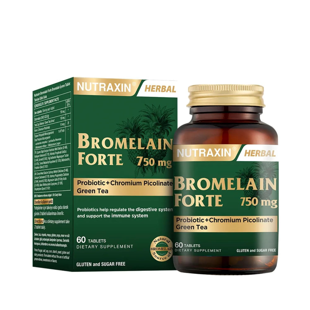 Bottle of Nutraxin Bromelain Forte with label