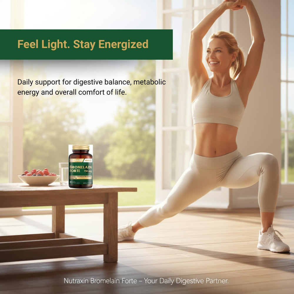 Front label of Nutraxin Bromelain Forte bottle