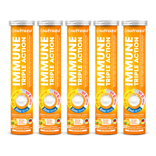 Front view of Nutrazul Immune Triple Action Orange Flavored Tablets package