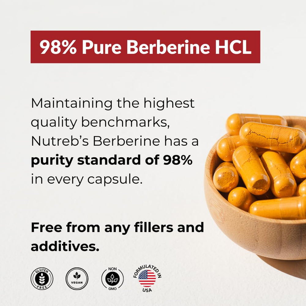 Nutreb Berberine 1200mg bottle – back label with supplement facts