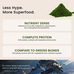 Scoop of spirulina powder being added to a smoothie