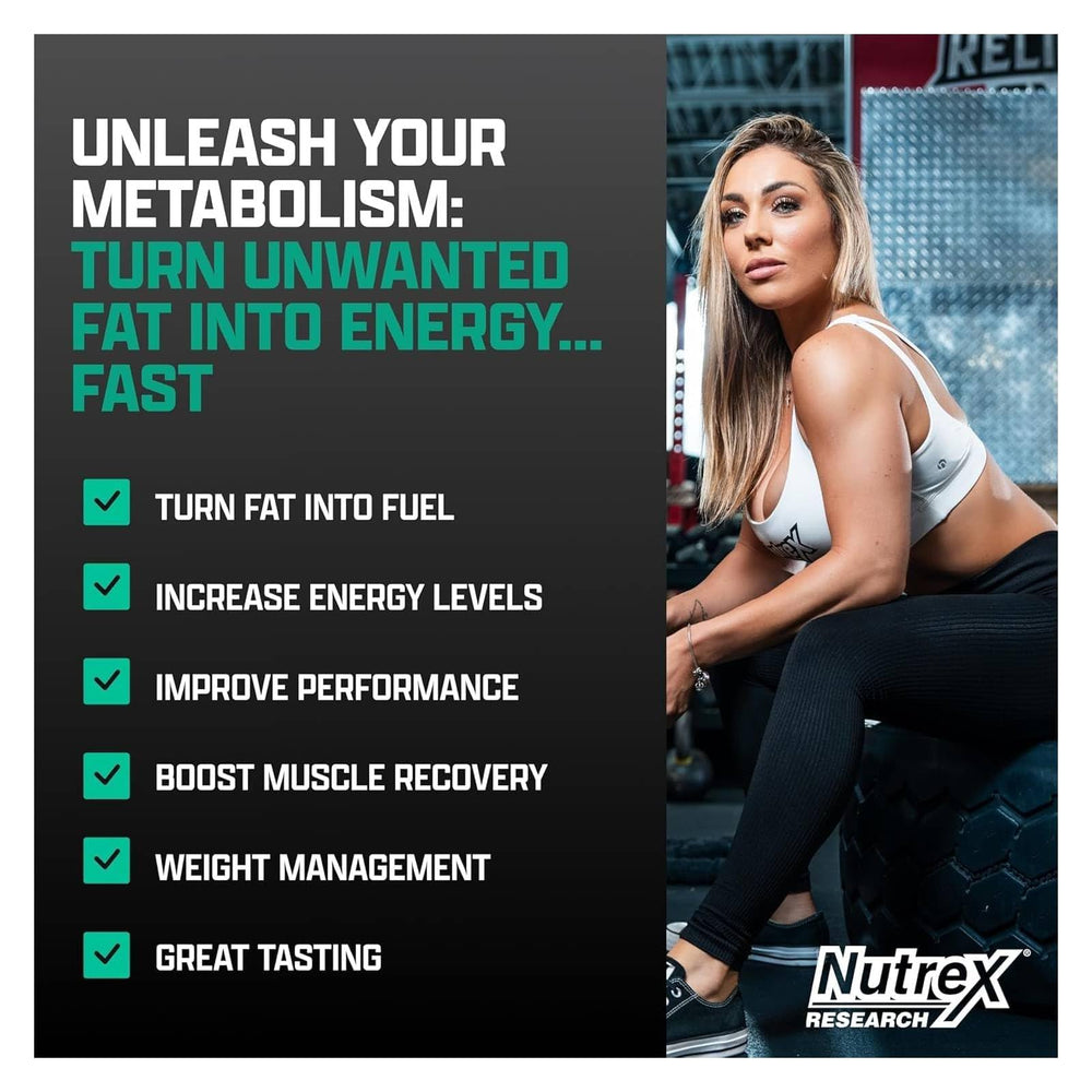 Serving scoop beside Nutrex Liquid Carnitine 3000 Lunar Pop bottle