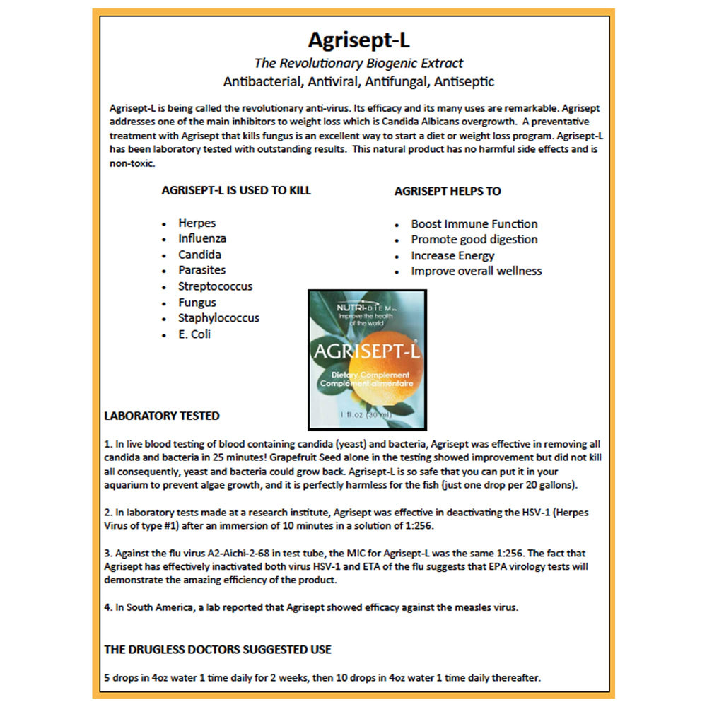 Nutri-Diem Agrisept L Antioxidant dropper in use suggesting measured servings