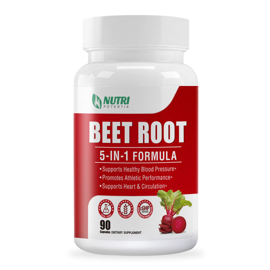 Front view of NUTRI POTENTIA Beet Root Capsules bottle