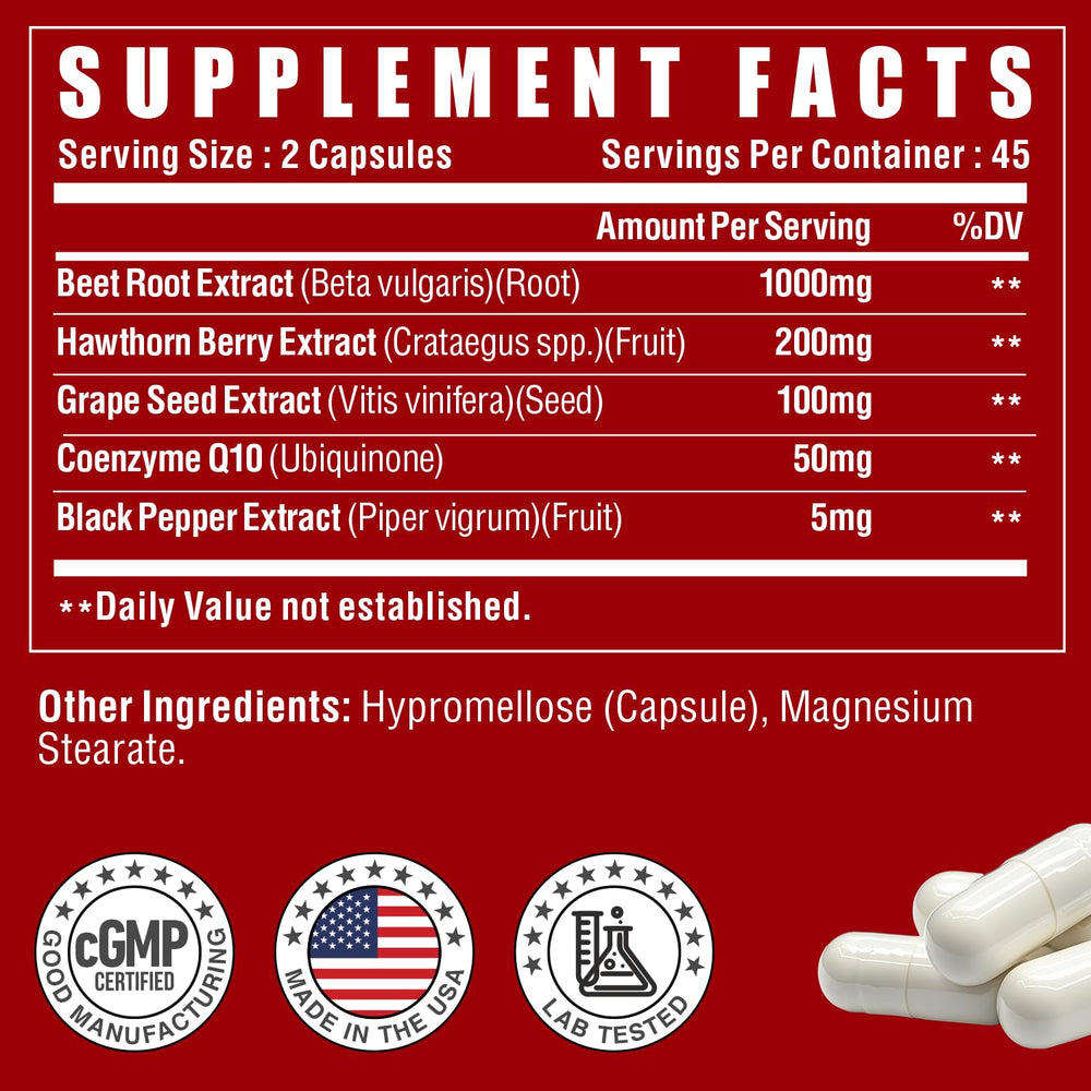 Ingredients panel for NUTRI POTENTIA Beet Root Capsules