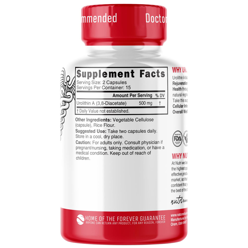 Close-up of Nutri Urolithin A vegan capsules